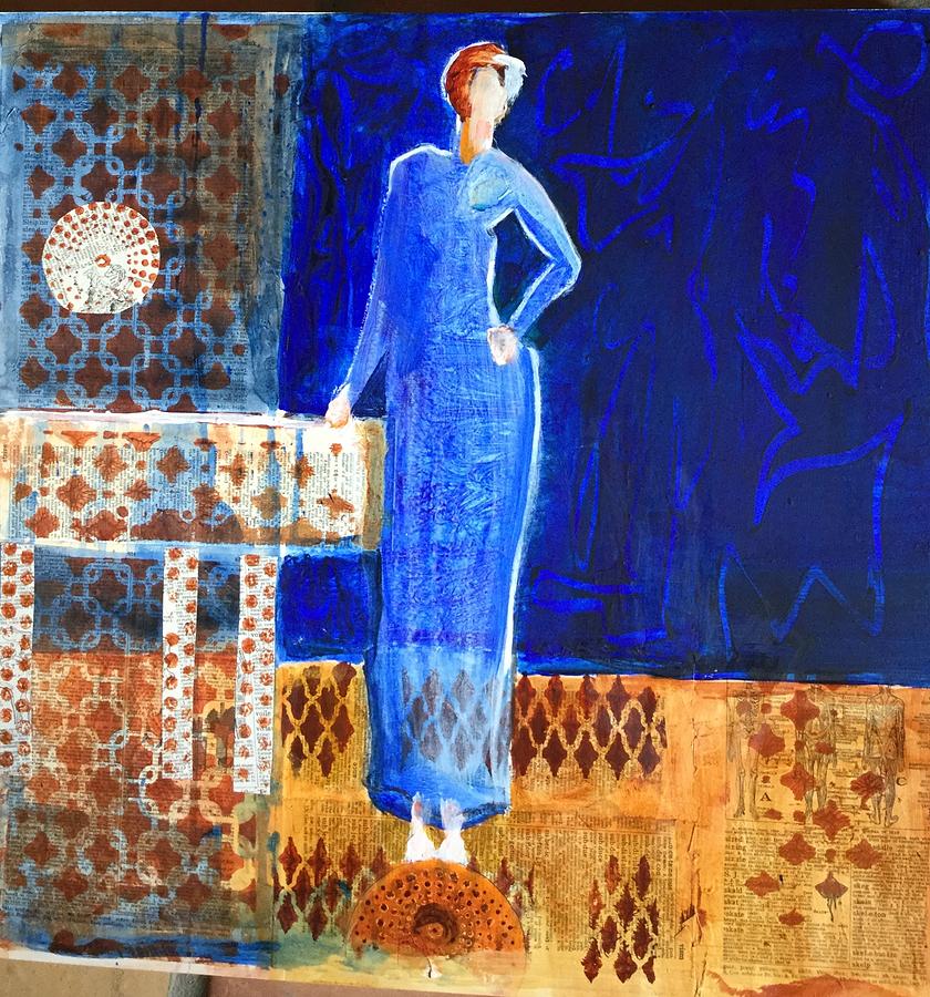 Acrylic Collage Painting - Yep, On Top Of The World by Joan Anderson