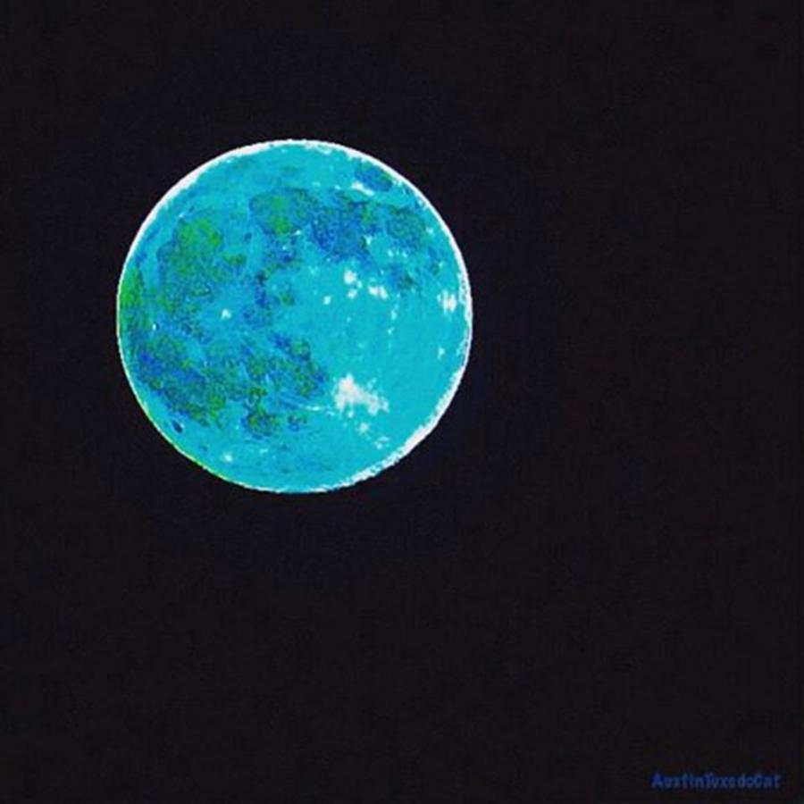 Space Photograph - Yes, The #moon Over #texas Was #blue by Austin Tuxedo Cat