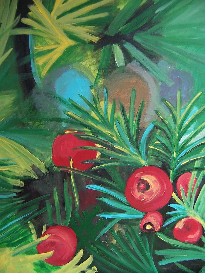Yew Berries Painting by Krista Ouellette