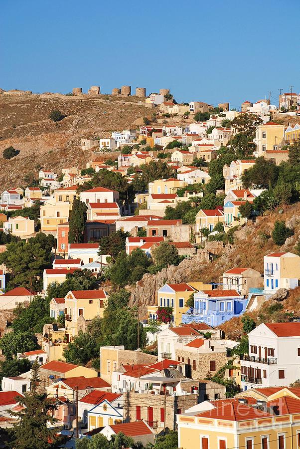 Greek Photograph - Yialos town on Symi island by David Fowler