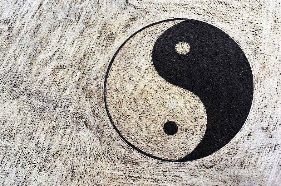 Yin and yang symbol on drum Photograph by Sami Sarkis