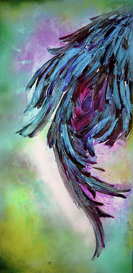 Yin - Dark Feathers Abstract Painting Painting by Soos Roxana Gabriela