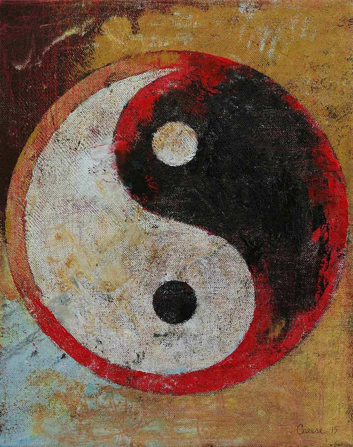 Yin Yang Red Dragon Painting by Michael Creese