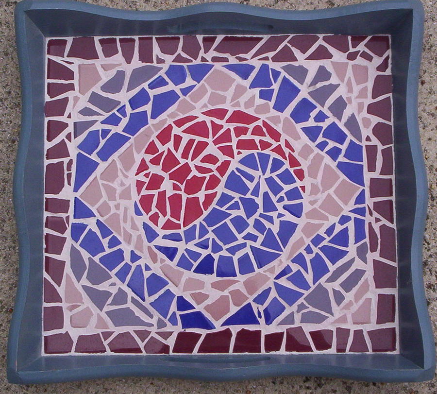 Mosaics Mixed Media - Yin Yang Mosaic by Suzanne Udell Levinger