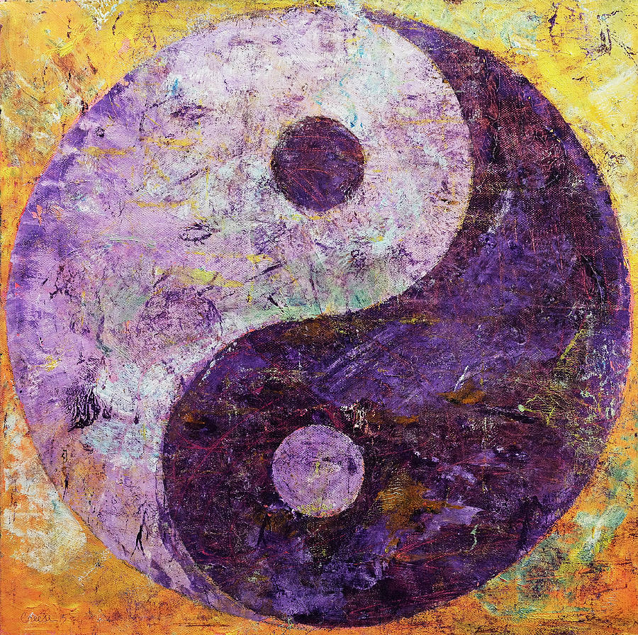 Abstract Painting - Purple Yin Yang by Michael Creese