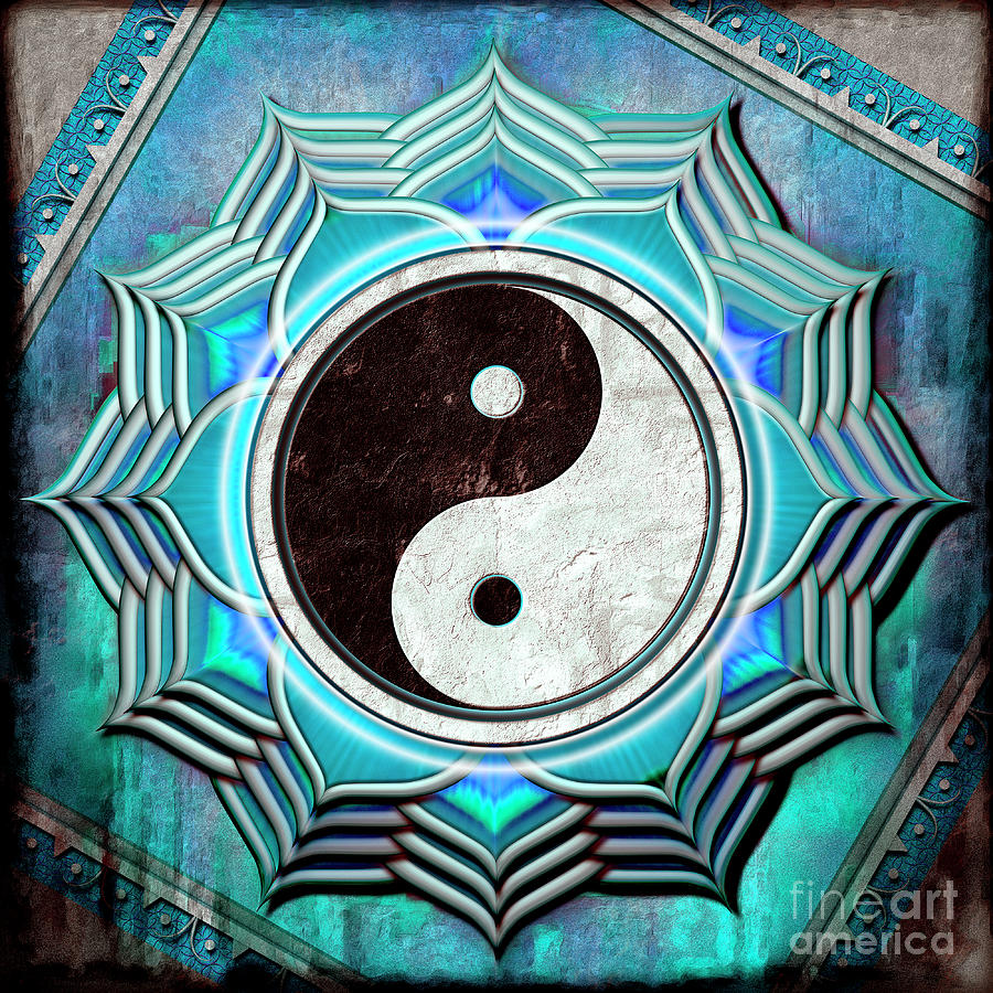 Abstract Mixed Media - Yin Yang -  The Healing Of The Blue Chakra by Dirk Czarnota