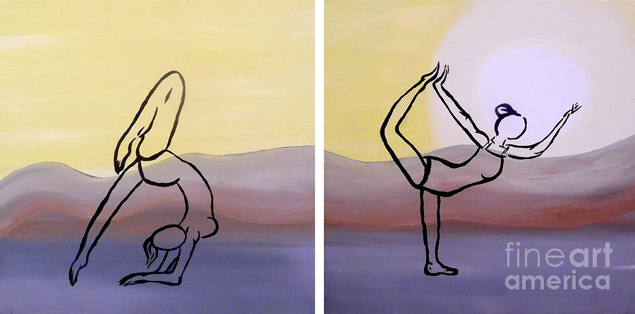 Yoga at Dawn Painting by Jilian Cramb - AMothersFineArt