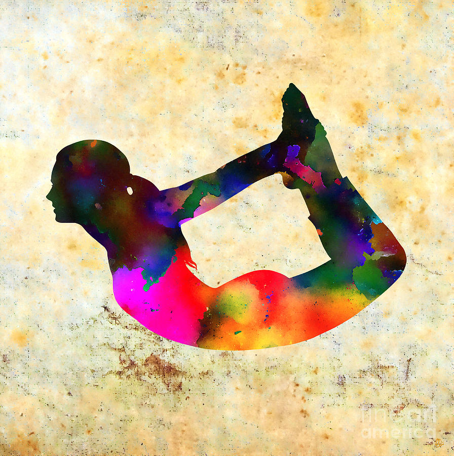 Abstract Mixed Media - Yoga - Bow Pose by Stacey Chiew