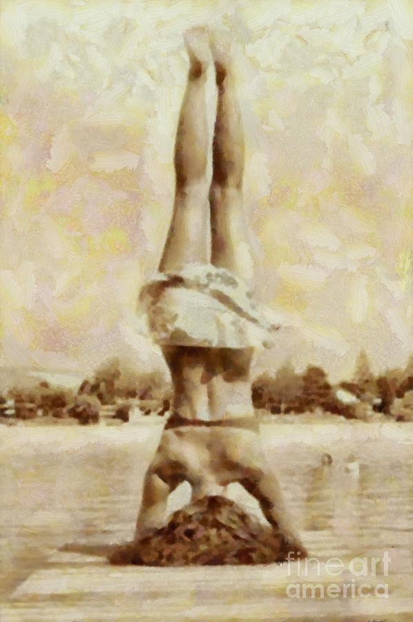 Yoga Painting - Yoga On The Dock Vintage by Edward Fielding Yoga Painting - Yoga On The Dock Vintage by Edward Fielding