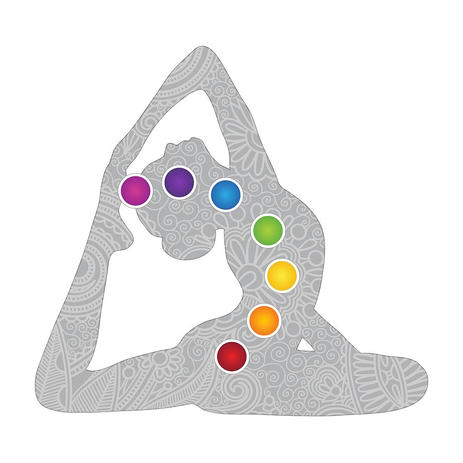 Yoga Pose Chakra Design Digital Art by Serena King
