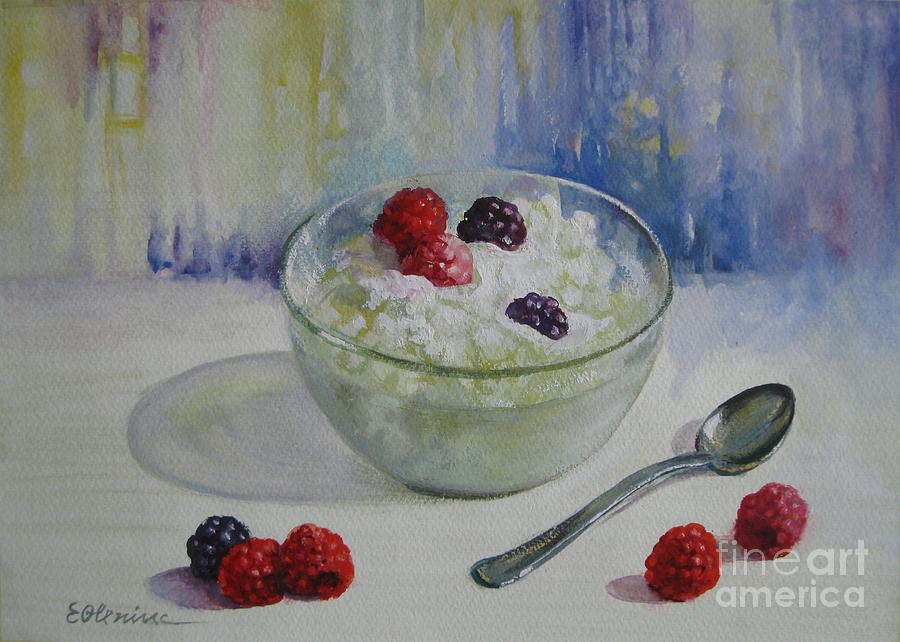 Bowl Painting - Yoghurt time by Elena Oleniuc