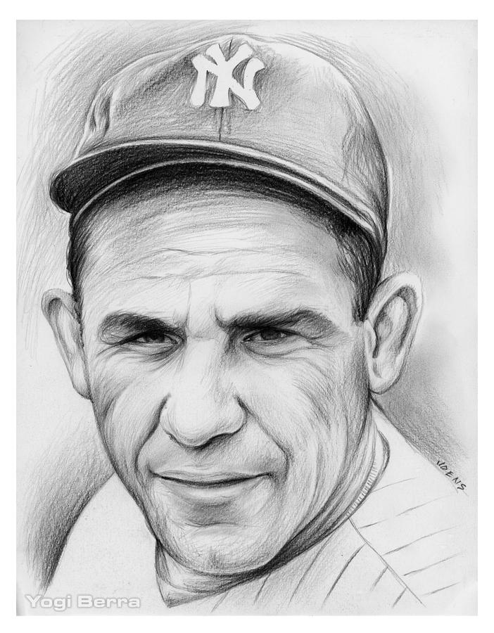 Yogi Berra Drawing - Yogi Berra by Greg Joens