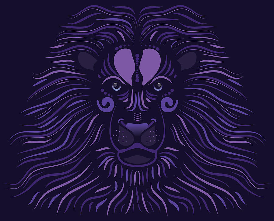 Yoni The Lion - Dark Drawing by Serena King