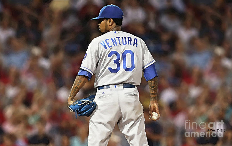 30 Yordano Ventura White Jersey Decal / Sticker