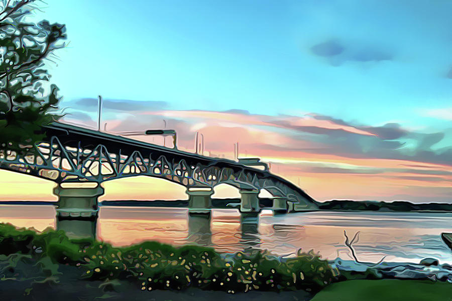 York River Bridge Painting by Harry Warrick