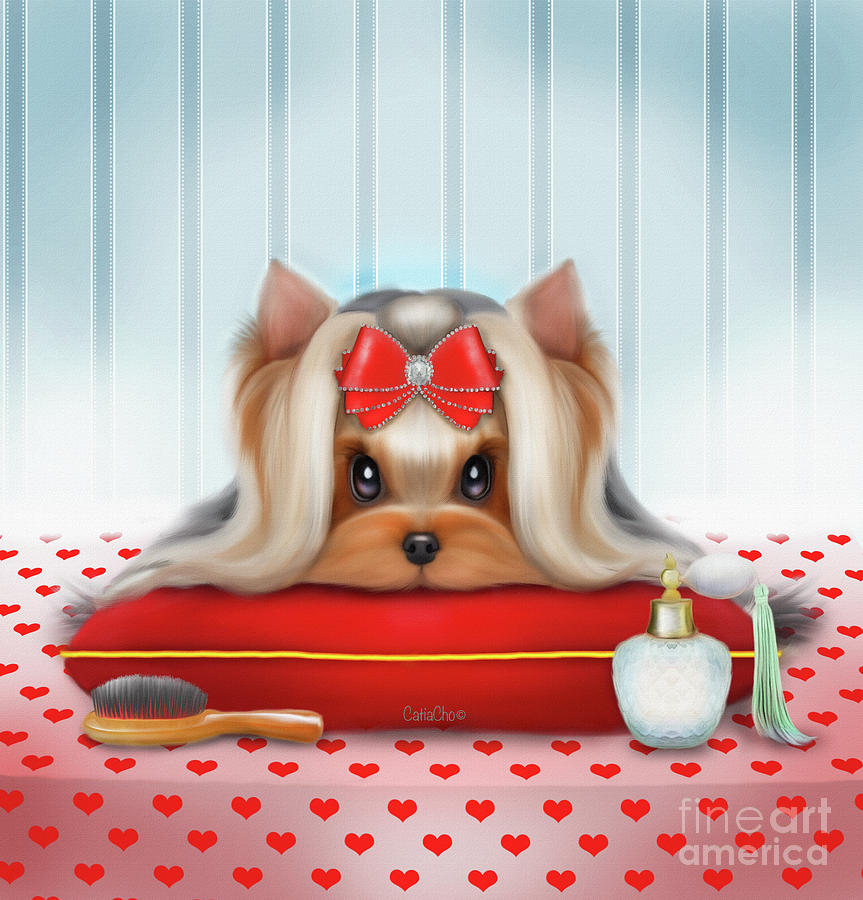 Dog Painting - Yorkie Beauty by Catia Lee