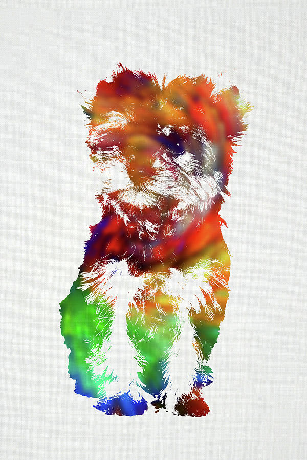 Dog Mixed Media - Yorkie Dog Wild Animals of the World Watercolor Series on White Canvas 008 by Design Turnpike