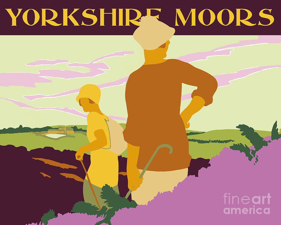 Yorkshire Moors hiking Drawing by Heidi De Leeuw