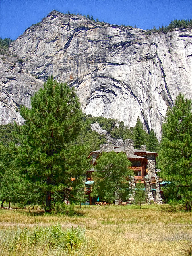 Yosemite - Ahwahnee Hotel and Granite Cliffs Photograph by Glenn McCarthy Art and Photography