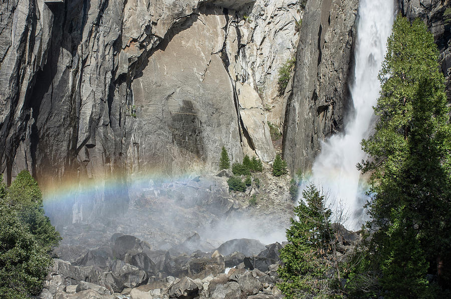 Yosemite Falls and Rainbow Photograph by Greg Nyquist