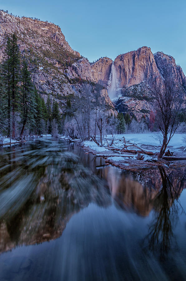 Yosemite Falls At Early  Dawn - vertical Photograph by Jonathan Nguyen