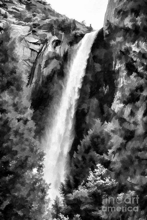 Yosemite Falls Black Paint  Photograph by Chuck Kuhn