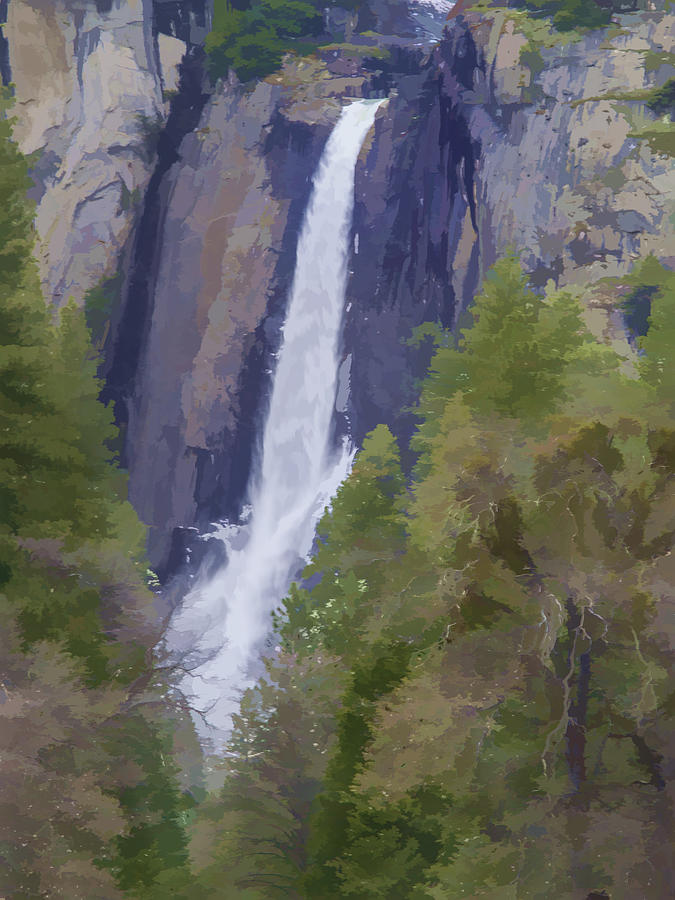 Yosemite Falls Digital Watercolor Photograph by Bill Gallagher