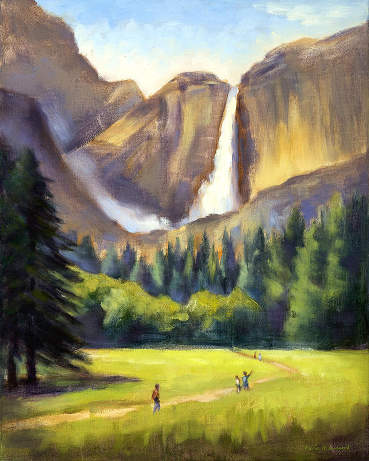 Yosemite buy painting, autumn landscape painting, waterfall painting, original watercolor.