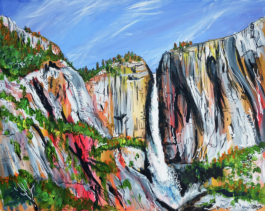 Yosemite Falls Painting by Laura Hol