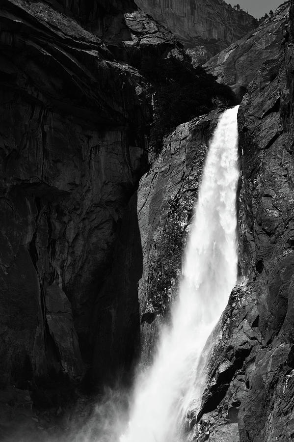 Yosemite Falls Portrait Black White Photograph by Kyle Hanson