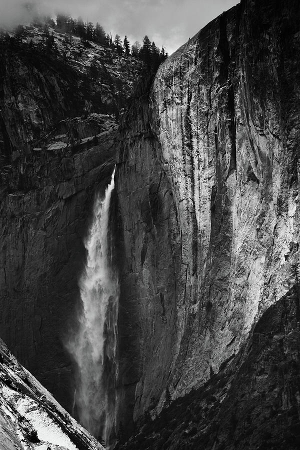 Yosemite Falls Shadows Black White Photograph by Kyle Hanson