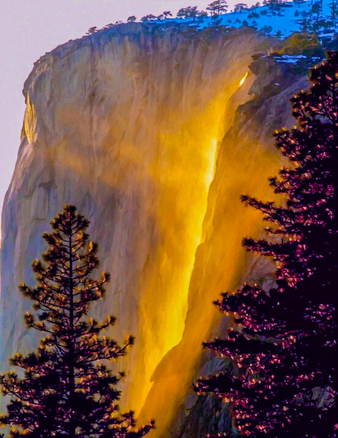 Yosemite Firefall Painting Photograph