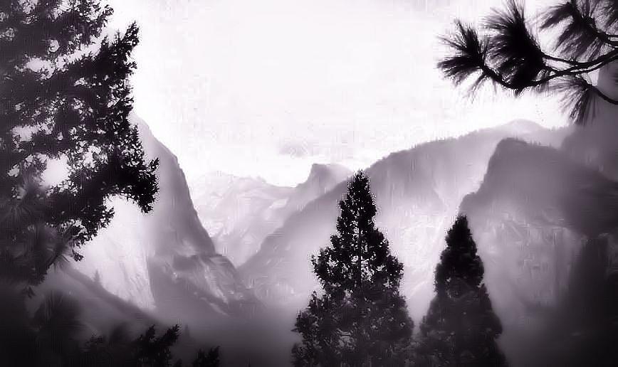 Yosemite Half Dome Illusion Photograph by Nadalyn Larsen