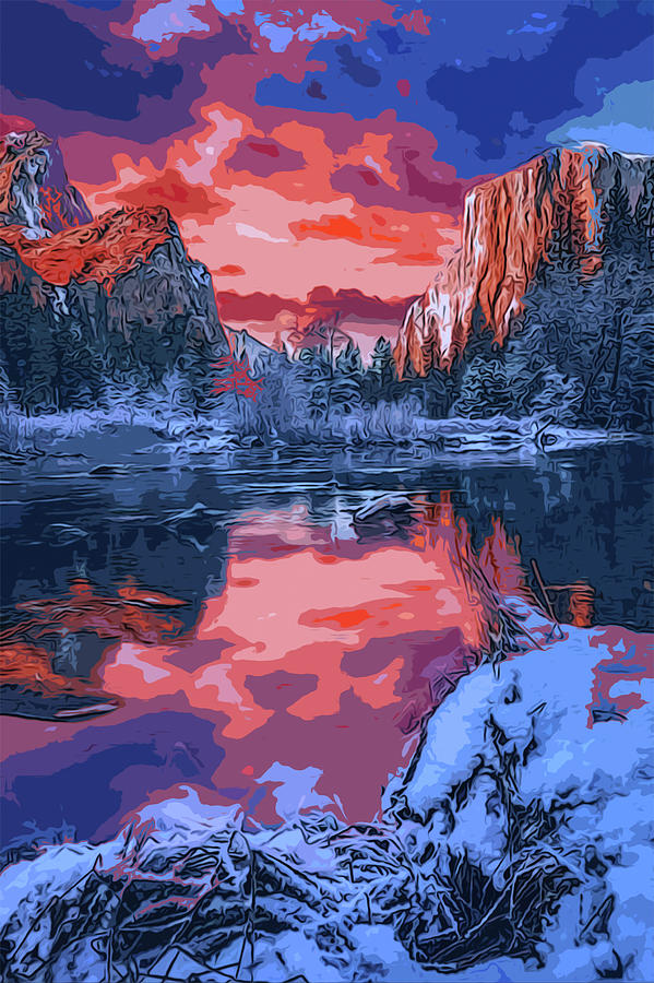 Yosemite in Winter Painting by AM FineArtPrints