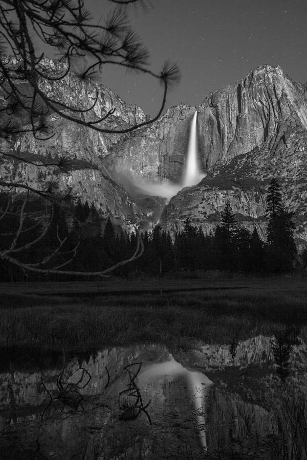 Yosemite Moonbow Black and White  Photograph by John McGraw