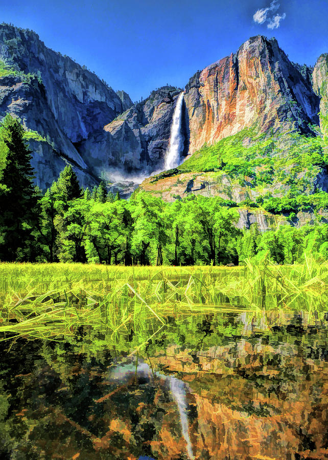 Yosemite National Park Bridalveil Fall Painting by Christopher Arndt