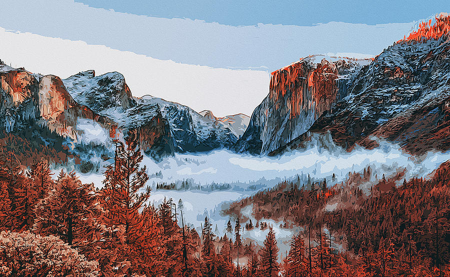 Yosemite National Park in Autumn Painting by AM FineArtPrints