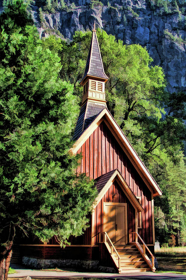 Yosemite National Park Valley Chapel Painting by Christopher Arndt