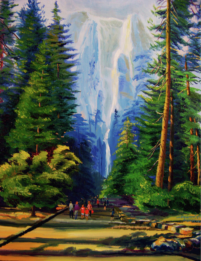 Yosemite Spring Water Falls Painting by Wei Huang - Fine Art America