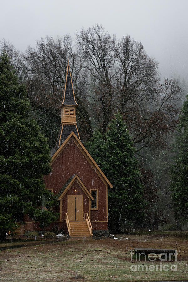 Yosemite Valley Chapel Winter Storm Photograph by Wayne Moran
