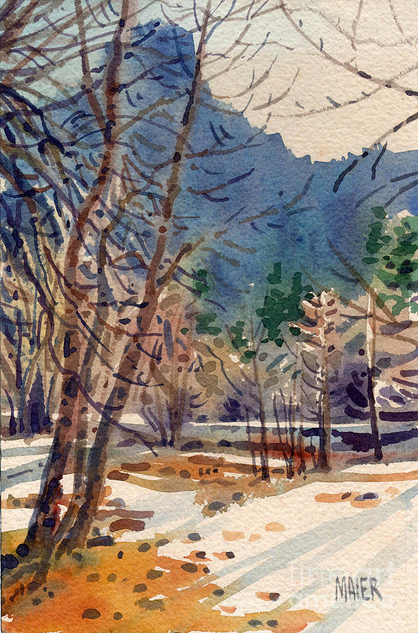 Yosemite Valley in Winter Painting by Donald Maier
