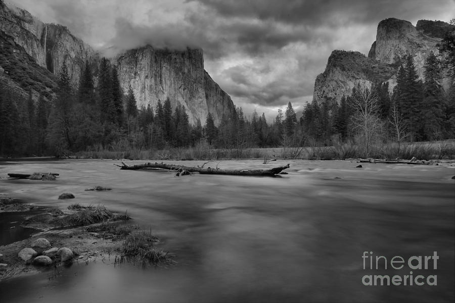 Yosemite Valley View Black And White Photograph by Adam Jewell