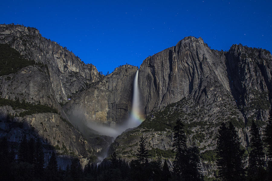Yosemite Waterfall at Night Photograph by John McGraw