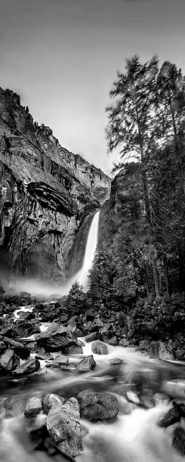 Yosemite Waterfall Bw Photograph