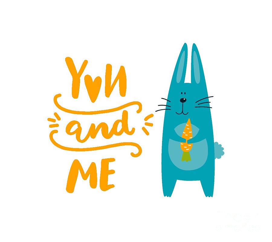 Carrot Digital Art - You and Me Bunny Rabbit by Edward Fielding