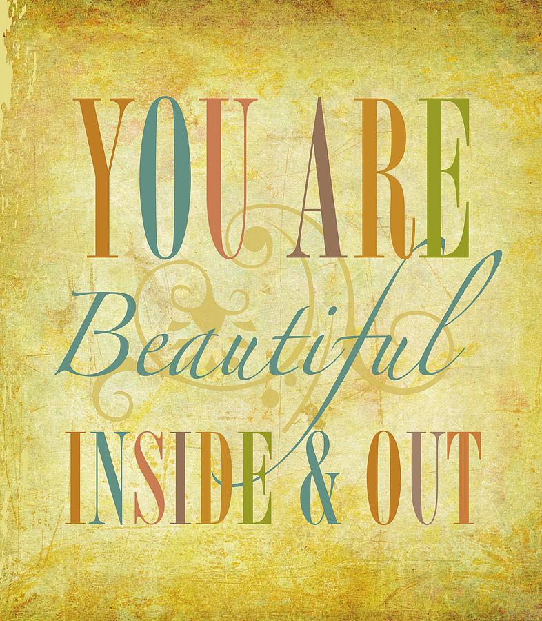 Typography Painting - You Are Beautiful by Cindy Greenbean