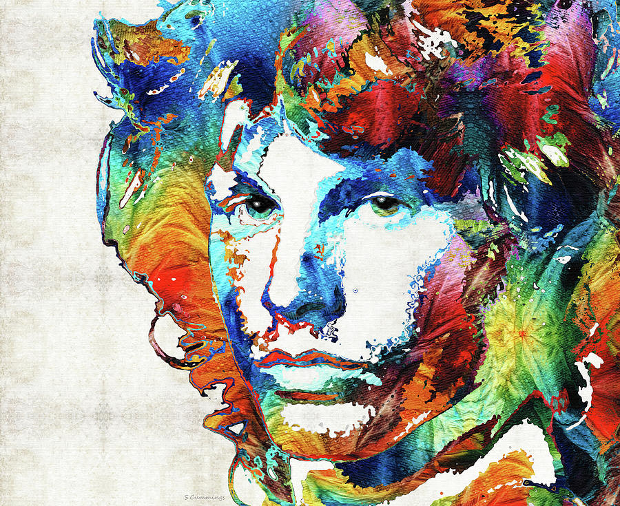Primary Colors Painting - You Are Free - Jim Morrison Tribute by Sharon Cummings