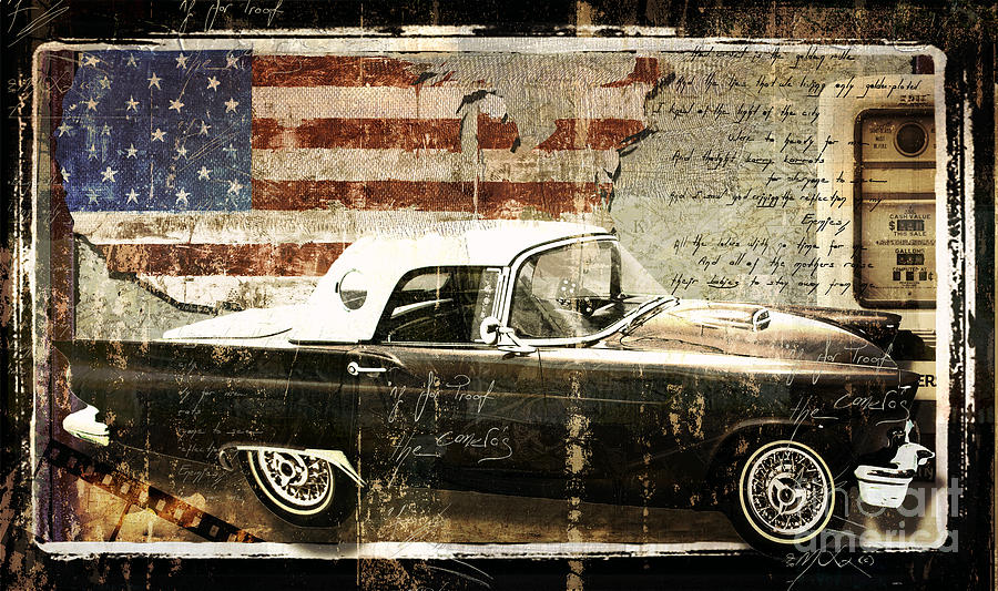 You Can Drive Vintage T-Bird Painting by Mindy Sommers