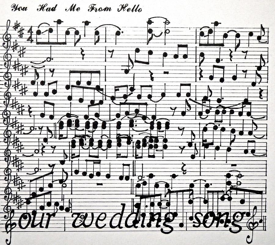 Jon Bon Jovi You Had Me From Hello Wedding song sketch Drawing by Anna Ruzsan