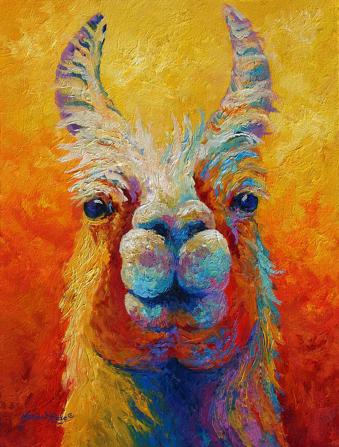 Llama Painting - You Lookin At Me by Marion Rose